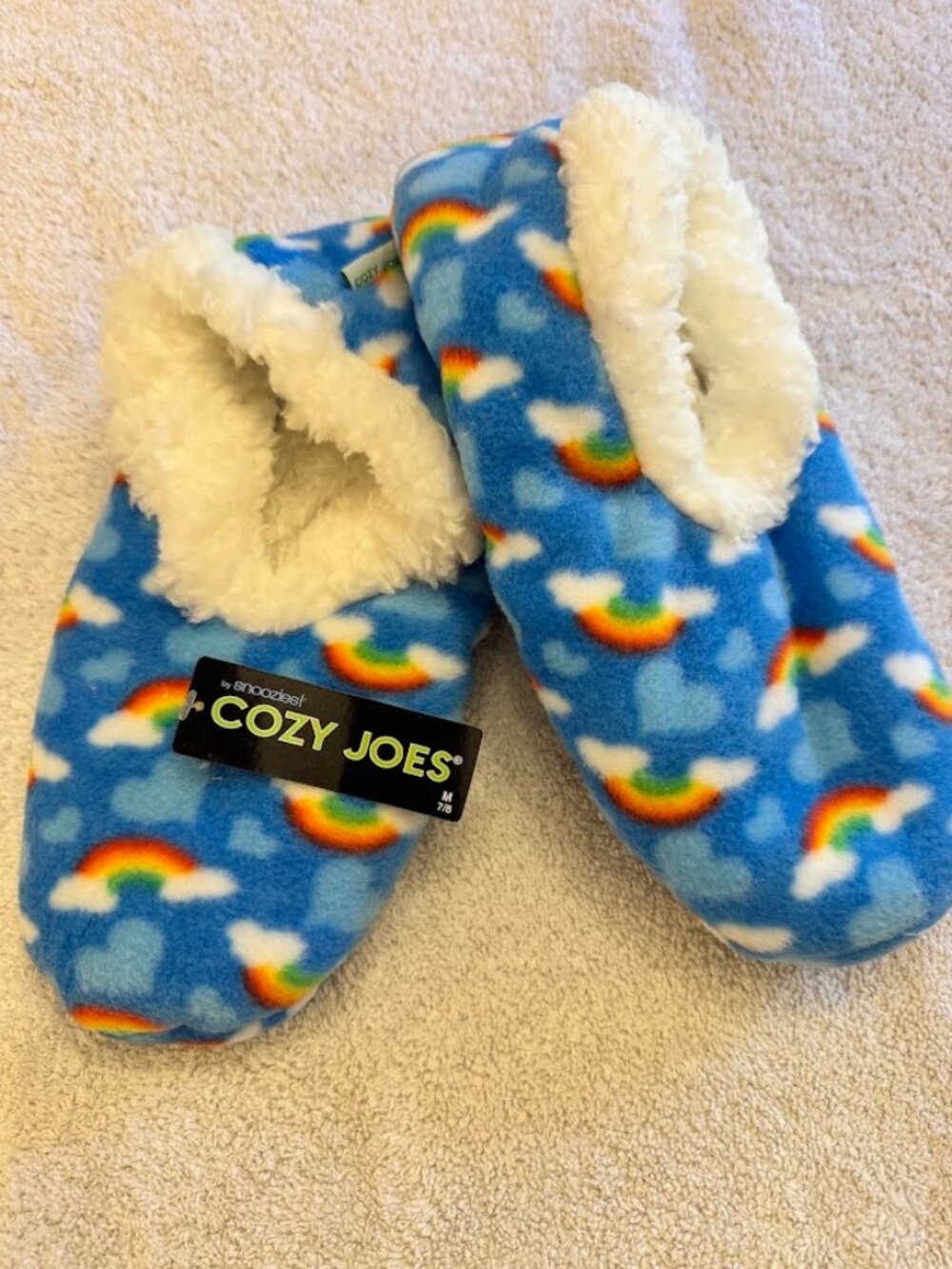 Cozy Joe's Womens Size Medium 7/8 Rainbow Slip On Slipper Socks